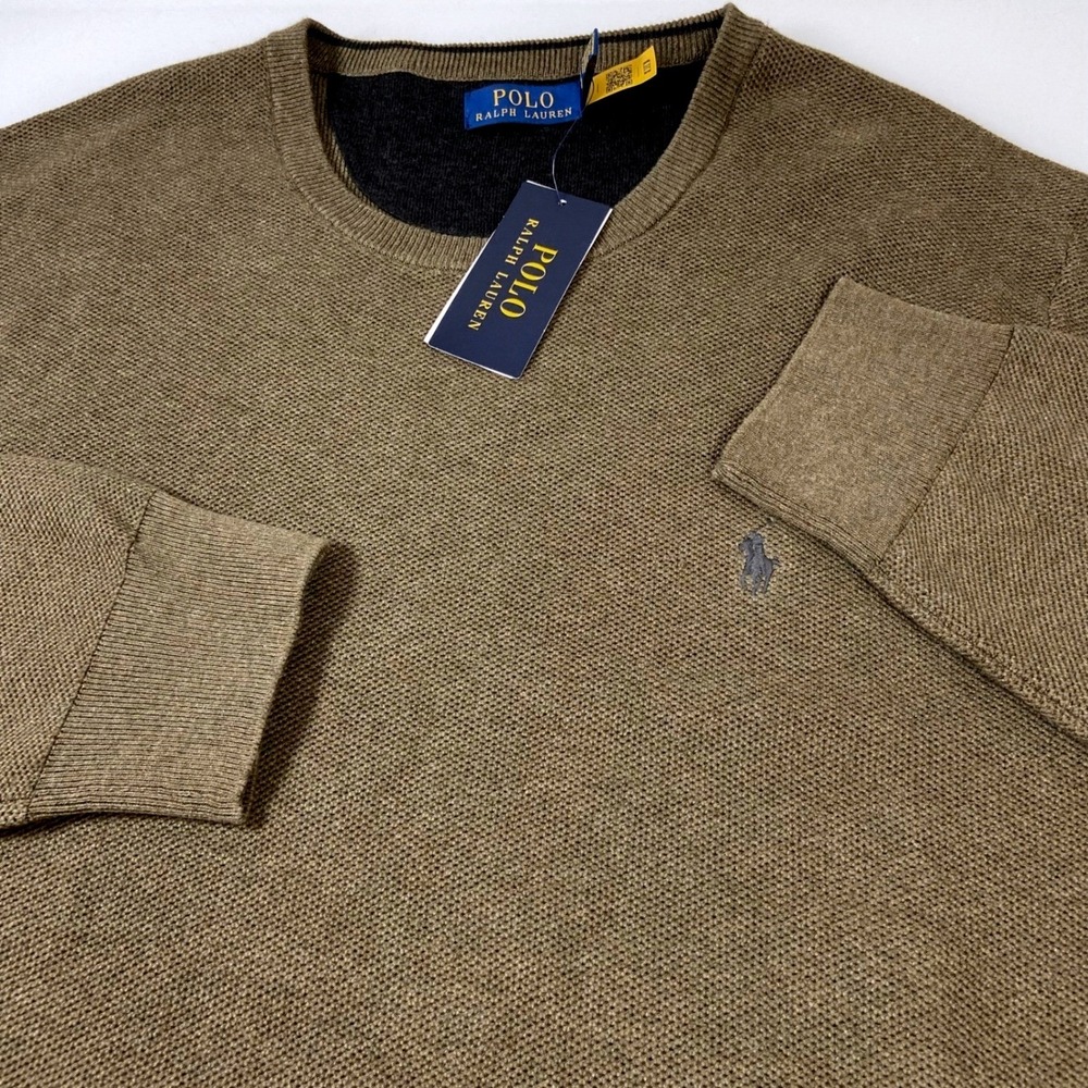 Polo Ralph Lauren Mens XXL Classic‎ Fit Waffle Crewneck Sweater Olive Green NWT